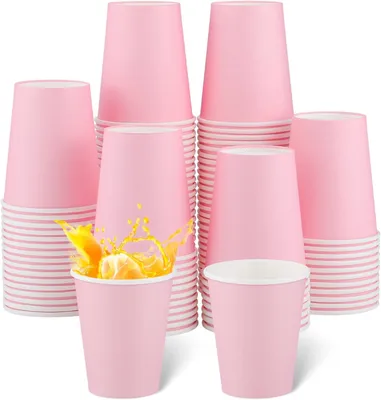 Produktbild von Papierbecher Lichtrosa, 260 ml, 100 Stück, Einwegbecher für Feiern