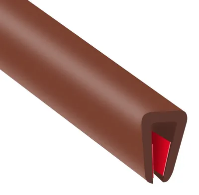 Image de Garniture en caoutchouc de 3 mm, profil en U, adhésive, de 6 mètres de long, de couleur marron