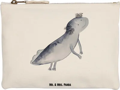 Produktbild von Mr. & Mrs. Panda Pouch Axolotl Schwimmen Grösse XL Große - Weiß - Geschenk, Beauty Bag, toiletry, Lurch, Problem, Optimistisch, Motivation, Kulturtasche, Lurche, Mäppchen