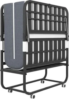 Produktbild von Klappbett 190x96cm Mit Memory Foam Matratze Gaestebett Rollbett Metallrahmen Stabil Tragbar Schwarz