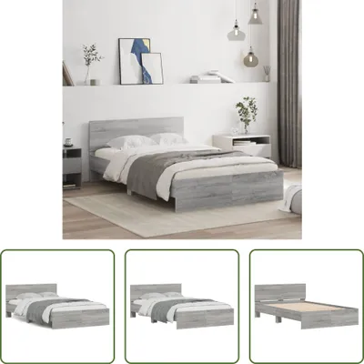 Produktbild von The Living Store Bettgestell mit Kopfteil Grau Sonoma 120x200 cm