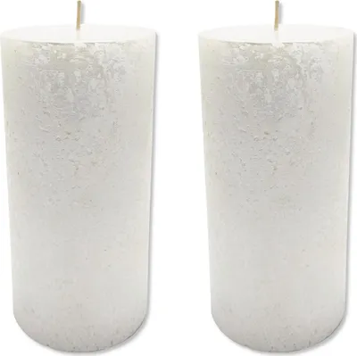 Produktbild von Stumpenkerze XL 10 x 20cm weiß mit Glitzer 2 Stück durchgefärbt Säulenkerze
