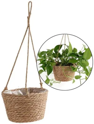 Immagine prodotto di Vaso in juta da 20 cm - Vaso per interni ed esterni, ideale per erbe aromatiche e piante di piccole dimensioni