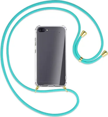 Produktbild von Handykette Backcover-Schutzhülle mit Band (Metall goldfarben) für Asus Zenfone 4 Max (Pro/Plus) - türkis