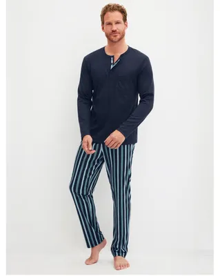 Produktbild von Calida Herren Pyjama lang Bündchen Relax Choise saphir blue 41968-480 L (52/54)