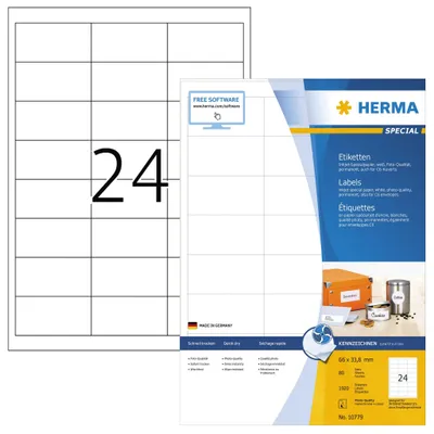 Produktbild von 1.920 HERMA Etiketten weiß 66,0 x 33,8 mm