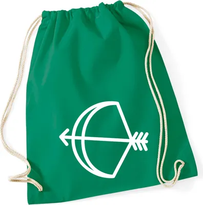 Produktbild von Huuraa Turnbeutel Schütze Sternzeichen Symbol 12 Liter Kelly Green Baumwolle Rucksack Geschenkidee