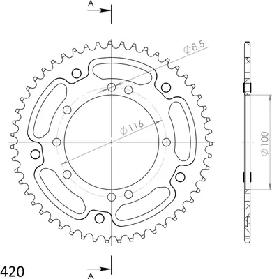 Image de Stealth-Kettenrad Supersprox 420 - 51Z (blau) RST-457:51-BLU|ID 100.0 LK 116.0 8-Loch