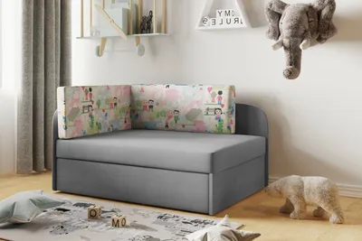 Produktbild von Kaiser Möbel Kinderbett Kindersofa mit schlaffinktion und bettkasten, wachsendes Bett WINNIE Grau-Mine Rechts