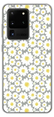 Produktbild von MuchoWow® Handyhülle Schutzhülle Hülle für Telefoonhoesje Samsung Galaxy S20 Ultra Mädchen - Gänseblümchen - Blumen - Muster - Mädchen - Weiß - Kinder - Kinder Silikon Softcase Handy Hülle - Karteninh