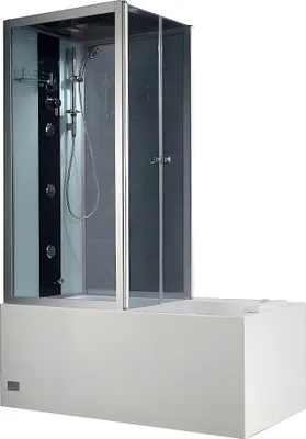 Produktbild von Whirlpool-Duschbadewanne 150 x 75 x 215 cm Profile dunkelgrau 30 Mikrodüsen und 6 große Düsen DARIA