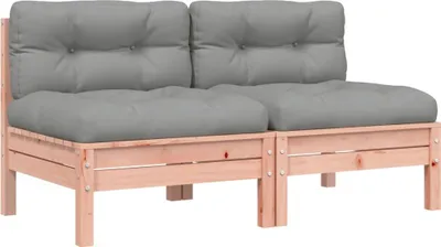 Imagen del producto de vidaXL: Sofá de jardín sin reposabrazos con 2 cojines, fabricado en madera maciza de douglas