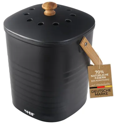 Image de Poubelle de cuisine HMF pour déchets organiques, poubelle de compostage étanche avec filtre à charbon actif dans le couvercle, 3 litres, noire, Image générée par une IA