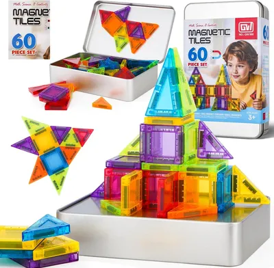 Produktbild von Magnetische Fliesen 60-teilig, Mini-Magnet Bausteine, STEM Montessori Spielzeug, für Kinder