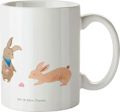 Produktbild von Mr. & Mrs. Panda Tasse Hasen Muschel - Weiß - Geschenk, Kaffeetasse, Pott, Kaffeebecher, keramik, Meer, Bedruckte, Ferien, Strand, Muscheln, Muttertag, Teetasse, Urlaub