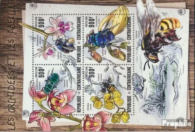 Produktbild von Briefmarken Zentralafrikanische Republik 2016 Mi 6545-6548 Kleinbogen (kompl. Ausgabe) postfrisch Orchideen und Bienen