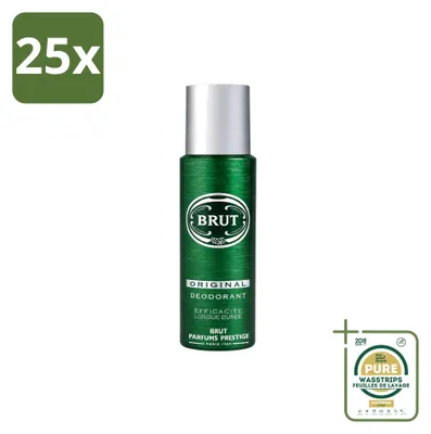 Immagine prodotto di 25 spray deodoranti Brut Original - 200 ml - Confezione risparmio - 25 pezzi