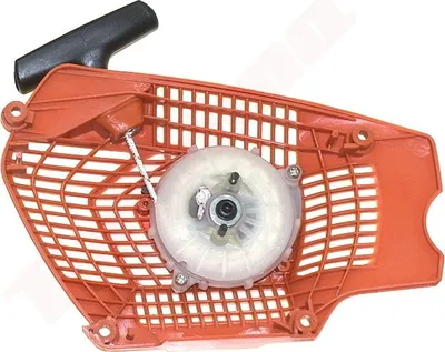 A starter assembly for a Husqvarna chainsaw.