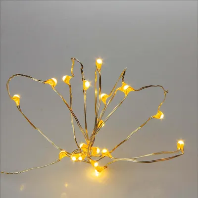 Lichtsnoer mit 20 gelben LEDs, Glasperlen, 105 cm, batteriebetrieben