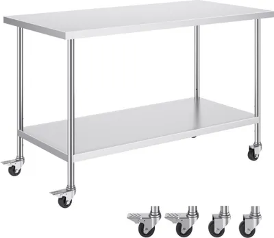 Produktbild von Edelstahl-Arbeitstisch - Kommerzieller Vorbereitungstisch 762x1524mm - Gastro-Arbeitsplatte - Für Hotel und Gastronomie