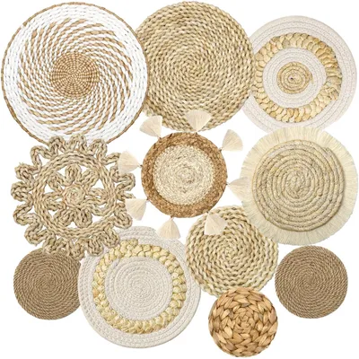 Image de Omgoods - Ensemble de 11 paniers muraux de style bohème pour la décoration