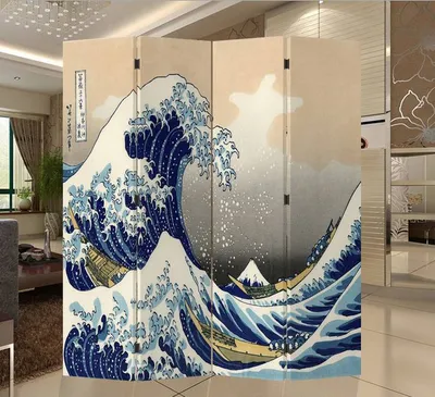 Zdjęcie produktu dla Fine Asianliving Screen Room Divider Spanish Wall Partition Room Divider Room Divider Privacy Screen Japanese Oriental Chinese L160xH180cm Printed Canvas Double Sided Asian