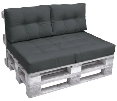 Image de Beautissu 2X coussins de palette pour extérieur ECO, 60 x 40 cm, gris graphite