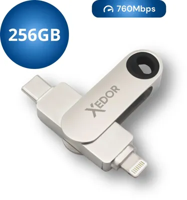 Produktbild von Xedor Flex - USB-Stick - 256 GB - 760 Mbit/s - Lightning und USB-C - iPhone und Android
