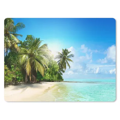 Produktbild von MuchoWow® Mauspad Mousepad Meer - Palme - Strand - Tropisch - Blau - Grün 40x30 cm - Mousepads - Maus Mat - Pad - Mausunterlage - Anti Rutsch
