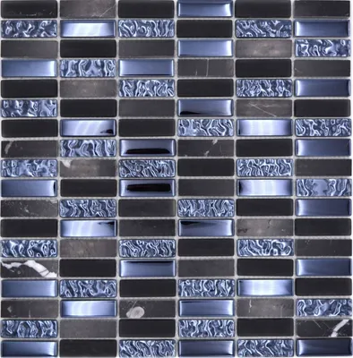 Produktbild von Naturstein Glasmosaik schwarz glänzend Wand Küche Bad Dusche - MOS87-SM118_f