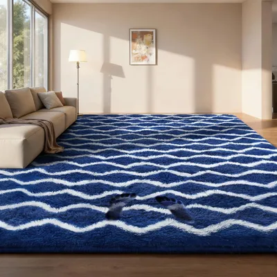 Produktbild von Flauschiger, hochfloriger Teppich für Wohnzimmer und Schlafzimmer