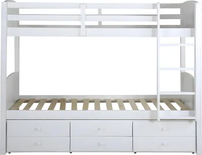 Produktbild von Etagenbett ANCHISE - 90 × 190 cm - Mit Regalen - Fichte weiß lackiert