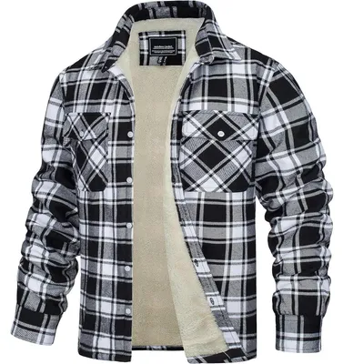 Produktbild von Herren Fleece Thermohemd Warm Flanellhemd Winter Innenfleece Jacke XXL Schwarz