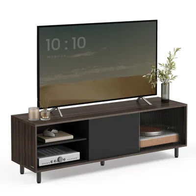 Obrázek produktu pro VASAGLE TV skříňka, TV stolek do obývacího pokoje, žebrované sklo moderní