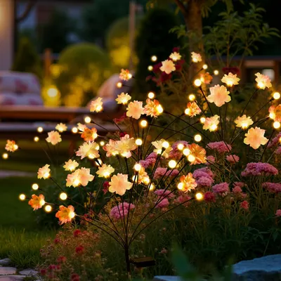 Image de Ensemble de 6 lampes de jardin solaires étanches avec fleurs