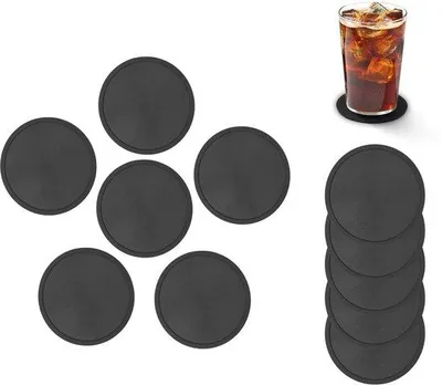 Obrázek produktu pro Sada 12 silikonových podtácků, protiskluzové, černé