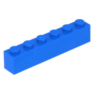 A single blue Lego brick with six studs is shown against a white background.