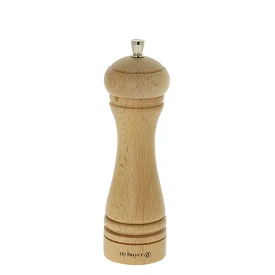 Image de Moulin à sel en bois Moulin à épices manuel Brun DE BUYER Java 18 cm
