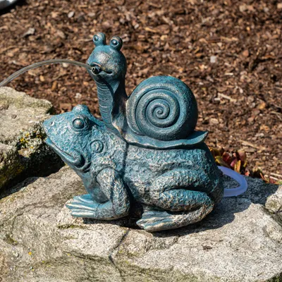 Produktbild von esotec Solar Wasserspeierset Schnecke Frosch Max & Moritz, Polyresin, 101684