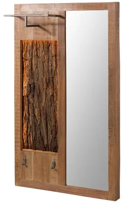 Produktbild von MASSIVMOEBEL24.DE Wandgarderobe Akazie 88x27x148 natur lackiert BARK #121