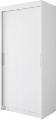 Produktbild von Easy4You L1 100 cm Weiß Schiebetüren Kleiderschrank 100x216x60 cm Schlafzimmermöbel, Aufbewahrung - Mehrzweckschrank - Farbe: Weiß