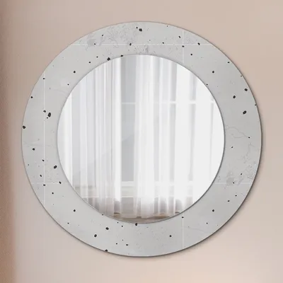 Produktbild von Dekospiegel – Hängespiegel Wandspiegel Spiegel mit Aufdruck – Spiegel – Schlafzimmer - Beton Textur - Runder: Ø50cm