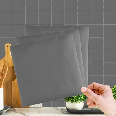 Produktbild von WALPLUS 50 Pcs Grau Vinyl Fliese Aufkleber 15x15 Wasserdicht Selbstklebend Küche Splashback Einfach abziehen und kleben Fliesen Küche Hitzebeständig Mosaikfliesen Selbstklebend für Haus Aufkleber