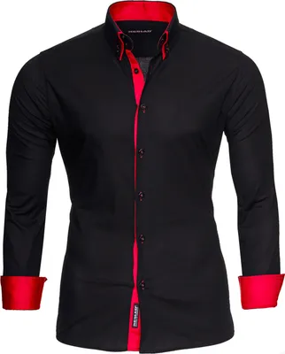 Produktbild von Reslad Herren Langarm Hemd Alabama RS-7050 Schwarz-Rot L