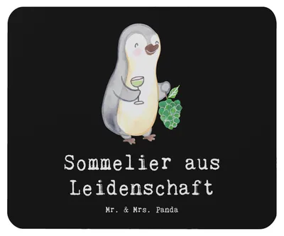 Produktbild von Mr. & Mrs. Panda Mouse Pad Sommelier Leidenschaft - Schwarz - Geschenk, mauspad laptop, computer, Mousepad