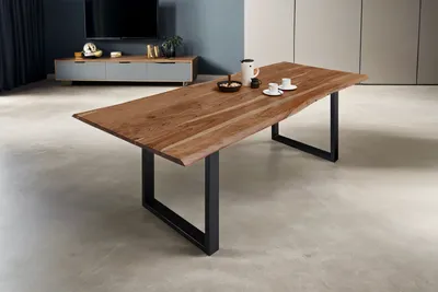 Produktbild von SAM® Esstisch Baumkante massiv Akazie natur 180 x 90 schwarz MILO