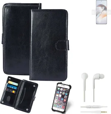 Produktbild von K-S-Trade 360° Hülle kompatibel mit OnePlus Ace 2 inkl. Headphones schwarz Kunstleder Case BookCase WalletCase Kunstlederederhülle Handyhülle,