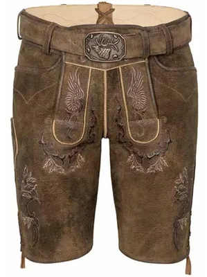 Produktbild von Weikhard Herren Trachtenhose Lederhose kurzhose mit Gürtel Ziegenvelour Stickerei , Größe:56/2XL