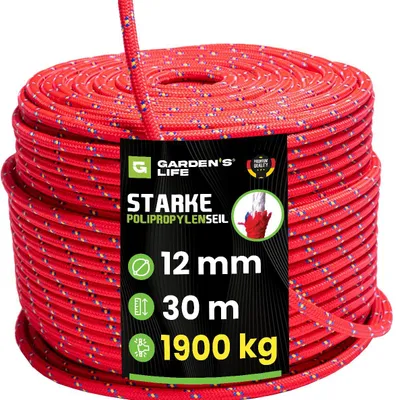 Immagine prodotto di Corda in polipropilene 12 mm - 30 m, corda REINFORCED PREMIUM 1900 kg, specializzata in edilizia e nautica, tagliata su richiesta a qualsiasi lunghezza