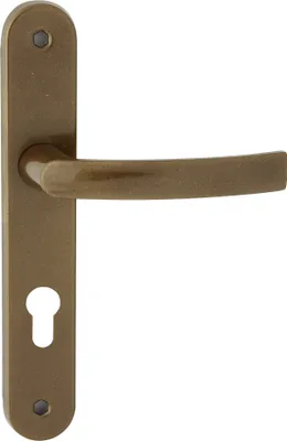 Produktbild von DOMINO Türgriff 72 Drückergarnitur PZ - Profilzylinder Set | Türklinke für Zimmertür, Bürotür, Kellertür & Innentür | L-Form | Türbeschläge aus Stahl |Bronze Türdrückergarnitur| PRO M3